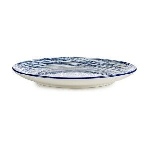 Assiette plate Vessia Bleu Blanc Porcelaine Rayures 24 x 2,8 x 24 c...