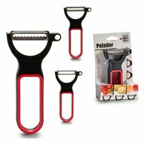 Set d'épluche-légumes Noir Rouge Acier Caoutchouc polypropylène 11 ...