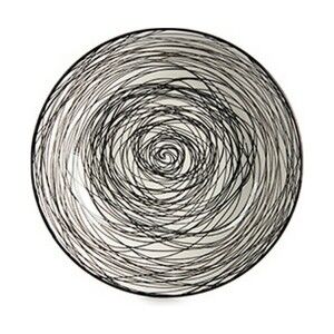Assiette creuse Vessia Blanc Noir Porcelaine Rayures 20 x 4,7 x 20 ...