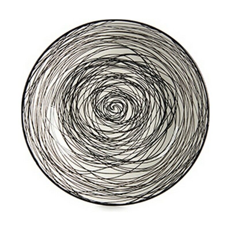 Assiette creuse Vessia Blanc Noir Porcelaine Rayures 20 x 4,7 x 20 ...