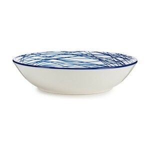 Assiette creuse Vessia Bleu Blanc Porcelaine Rayures 20 x 4,7 x 20 ...