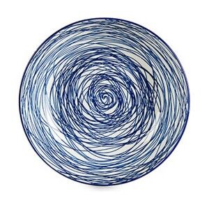 Assiette creuse Vessia Bleu Blanc Porcelaine Rayures 20 x 4,7 x 20 ...