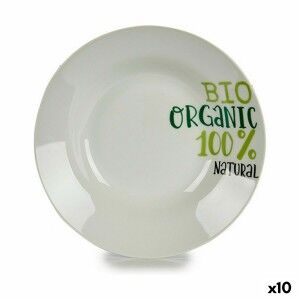 Assiette creuse Organic Blanc Vert Porcelaine Imprimé Ø 20,6 cm 20,...