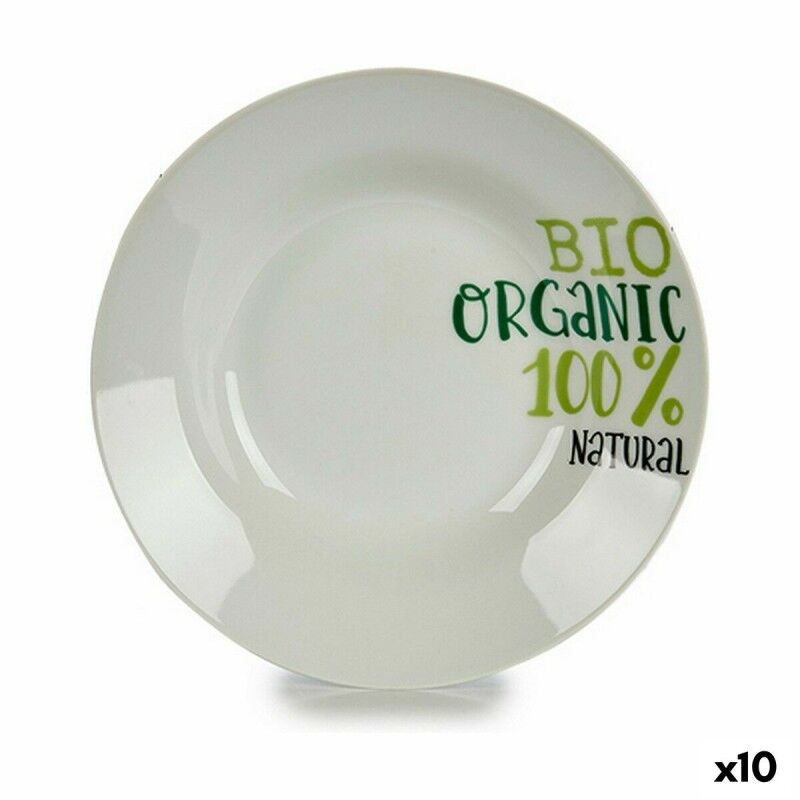 Assiette creuse Organic Blanc Vert Porcelaine Imprimé Ø 20,6 cm 20,...