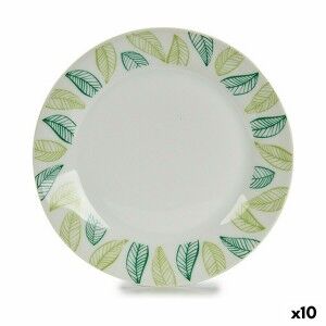 Assiette à dessert Volets Blanc Vert Ø 19 cm Porcelaine (10 Unités)...
