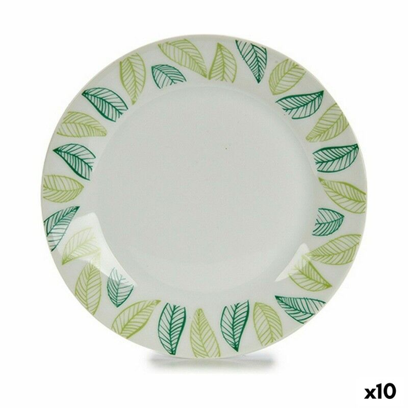 Assiette à dessert Volets Blanc Vert Ø 19 cm Porcelaine (10 Unités)...