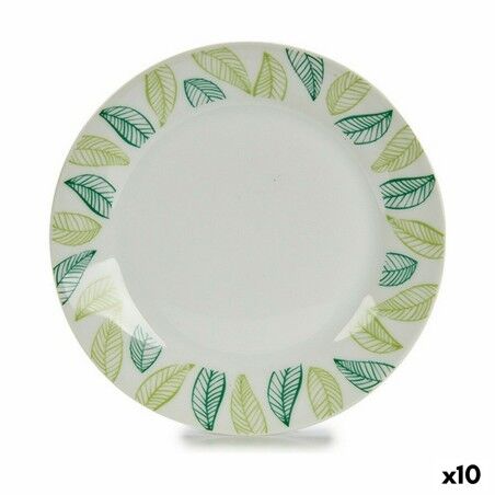 Assiette à dessert Volets Blanc Vert Ø 19 cm Porcelaine (10 Unités)...