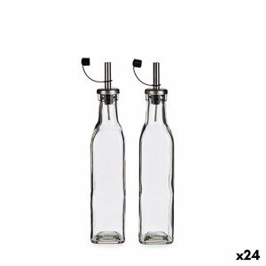 Öl- und Essig-Set Vivalto Durchsichtig Metall Glas Silikon Edelstahl Kristall Kunststoff 300 ml 10,5 x 26 x 5,5 cm (24 Stück)