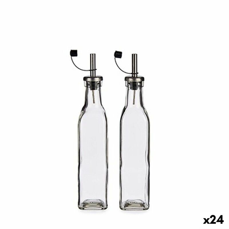 Oil and Vinegar Set Vivalto Transparent Metal Glass Silicone Stainl...