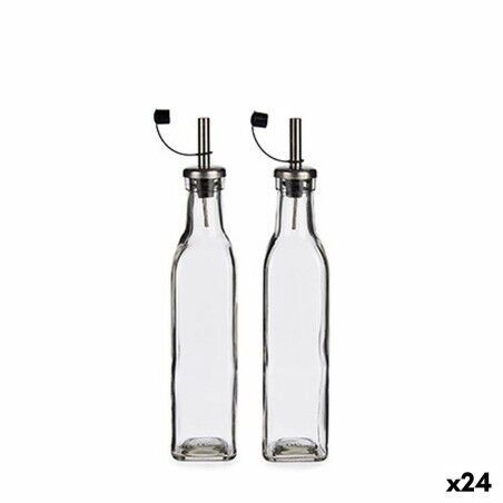 Oil and Vinegar Set Vivalto Transparent Metal Glass Silicone Stainl...