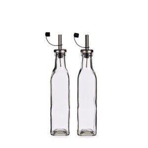 Oil and Vinegar Set Vivalto Transparent Metal Glass Silicone Stainl...