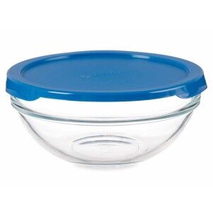 Round Lunch Box with Lid Pasabahce Chefs Blue 595 ml (6 Units) |  L...