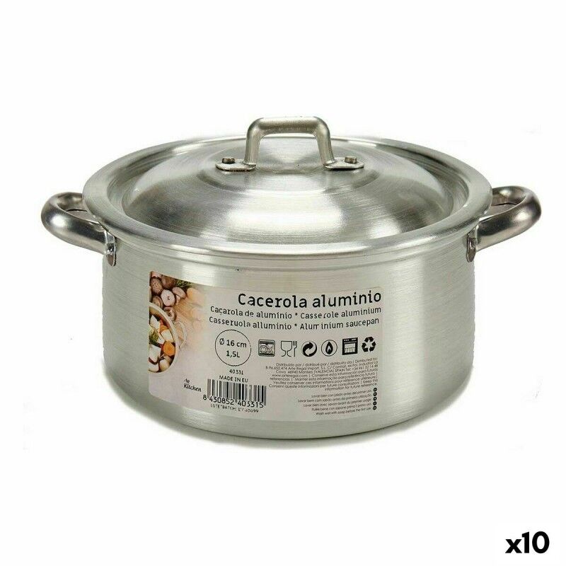 Casserole with lid Kinvara Silver 1,5 L 18 x 10 x 23,5 cm 23,5 x 10...