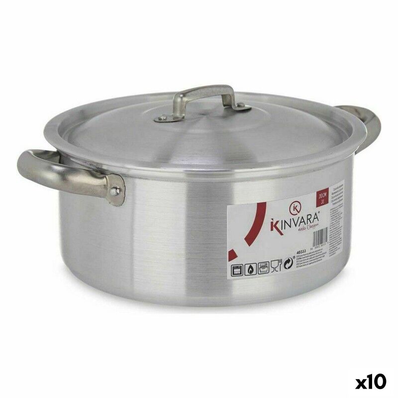 Casserole with lid Kinvara Silver 3 L 28 x 12,5 x 22 cm (10 Units) ...