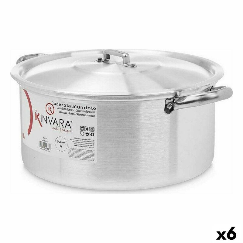 Casserole with lid Kinvara Silver 8 L 38 x 16 x 30,5 cm (6 Units) |... Casserole with lid Kinvara Silver 8 L 38 x 16 x 30,5 cm (6 Units) |...