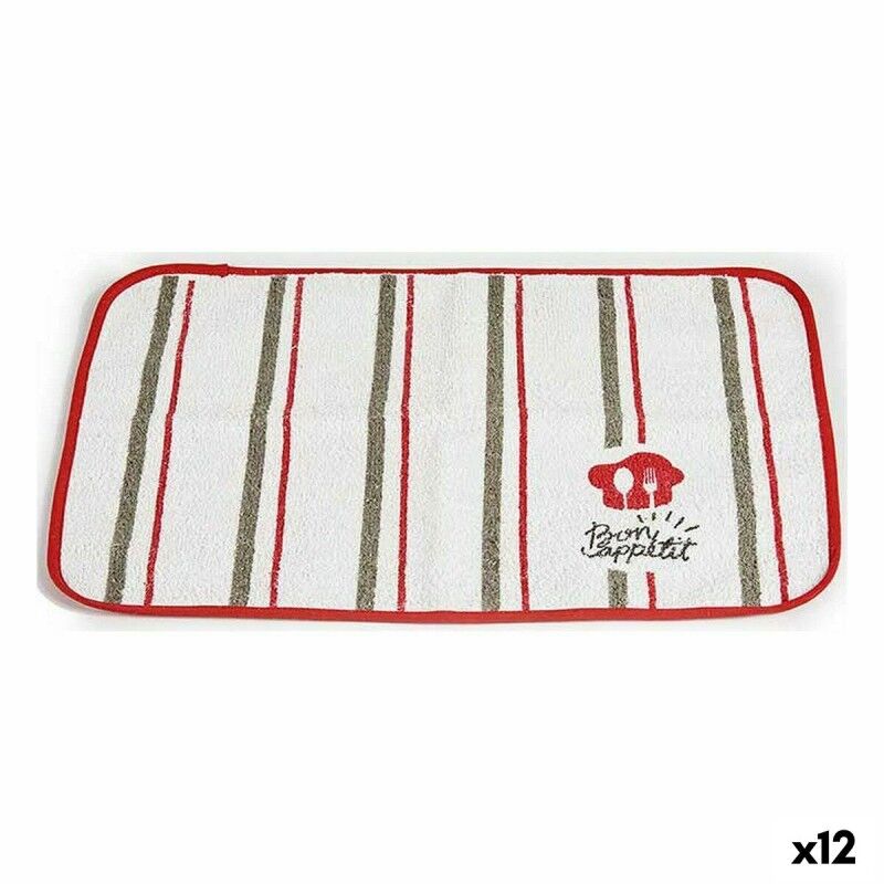 Table Mat Kinvara 9999 Bon Appetit White Red 33 x 0,3 x 48 cm (12 U...