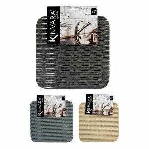 Non-slip Mat Kinvara White Dark grey Plastic 32 x 32 cm Set 2 Piece...