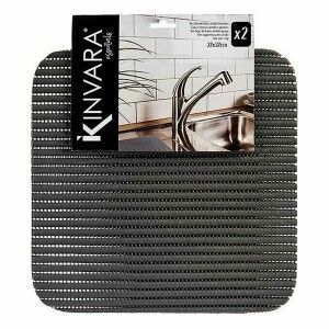 Non-slip Mat Kinvara White Dark grey Plastic 32 x 32 cm Set 2 Piece...