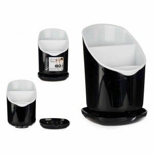 Cutlery Drainer Kinvara White Black Plastic 12 x 19 x 12,5 cm Dinne...