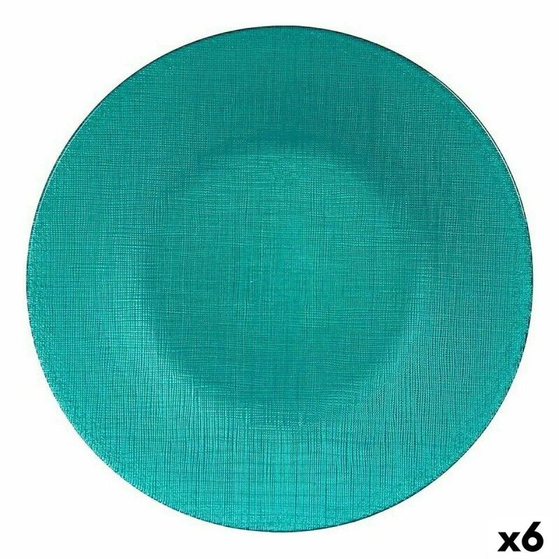 Flat Plate Vivalto Turquoise Glass 27,5 x 2 x 27,5 cm (6 Units) |  ...
