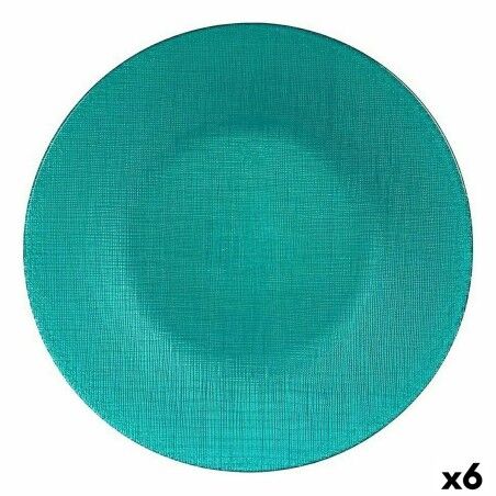 Flacher Teller Vivalto türkis Glas 27,5 x 2 x 27,5 cm (6 Stück) |  ...