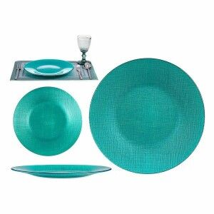 Flacher Teller Vivalto türkis Glas 27,5 x 2 x 27,5 cm (6 Stück) |  ...