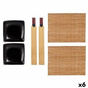 Sushi-Set Kinvara SJ4701 SJ4701 Schwarz aus Keramik Bambus 20,5 x 3...