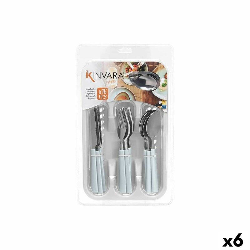 Besteck-Set Kinvara Weiß Silberfarben Edelstahl Kunststoff 22,5 x 3...