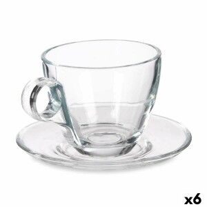 Tasse avec sous-tasse Vivalto Transparent verre 170 ml (6 Unités) |...