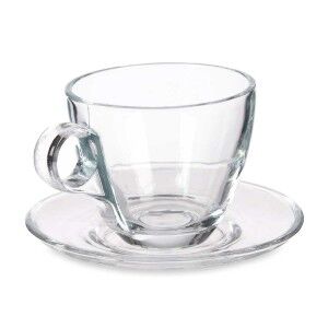 Tasse avec sous-tasse Vivalto Transparent verre 170 ml (6 Unités) |...