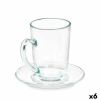 Cup with Plate Vivalto Transparent Glass 200 ml (6 Units) |  Cups a...