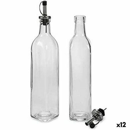 Oil and Vinegar Set Vivalto Transparent Glass Silicone Stainless steel Crystal 500 ml 2 x 50 ml 5,7 x 29,5 x 5,7 cm 12 x 31 x 6 