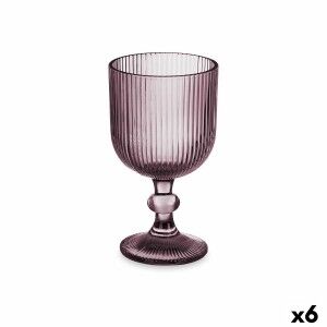 Wine glass Vivalto Pink Glass 260 ml Stripes (6 Units)
