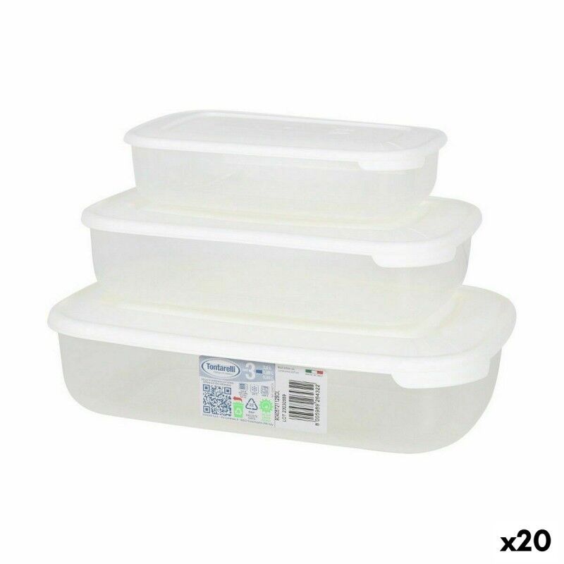 Set of 3 lunch boxes Tontarelli Family White Rectangular 29,6 x 19,...
