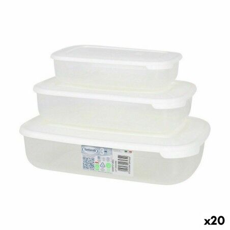 Set of 3 lunch boxes Tontarelli Family White Rectangular 29,6 x 19,...