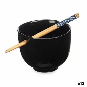 Bowl Kinvara Black Bamboo Porcelain 24 x 10,7 x 13,3 cm Toothpicks ...