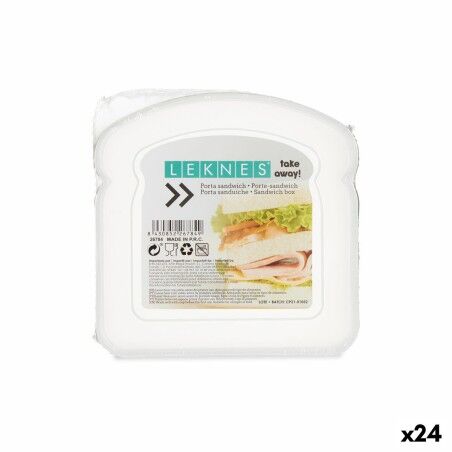 Sandwich Box Leknes Transparent polypropylene Plastic 410 ml (24 Un...