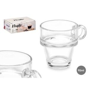 Piece Coffee Cup Set Vivalto Transparent Glass 90 ml (6 Units) |  C...
