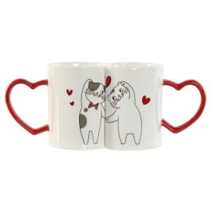 2 Piece Mug Set Home ESPRIT Love White Red Cats |  Cups and Thermos...