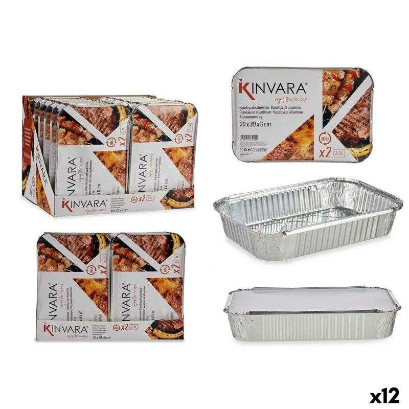Set of Food Trays Kinvara Silver Aluminium 21 x 6 x 30,5 cm 12 Unit...