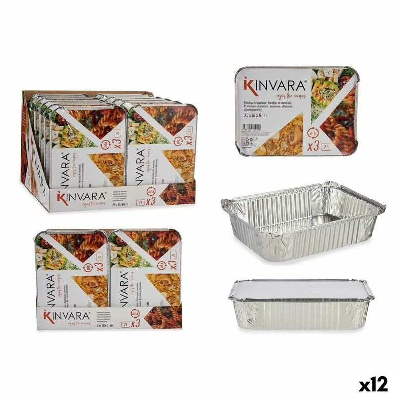 Lebensmittelschalen-Set Kinvara Silberfarben Aluminium 25,5 x 6,8 x...