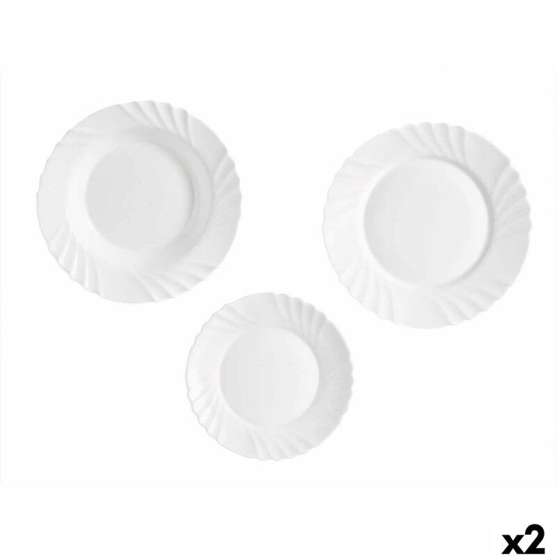 Geschirr-Set Vivalto F-LBP100-80-90 Weiß Opalglas (2 Stück) |  Gesc...