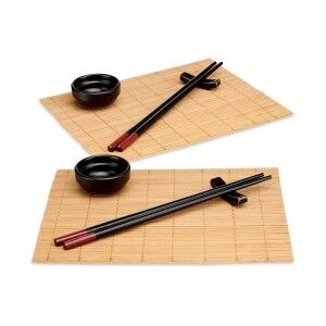 Set de sushi Kinvara Noir Naturel Bambou Vaisselle 16,5 x 3 x 30 cm...