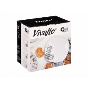 Geschirr Vivalto Weiß Schwarz Opalglas Streifen 18 Stücke (2 Stück)...