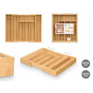 Cutlery Organiser Kinvara Natural Bamboo 47,5 x 5 x 36 cm Foldable ...