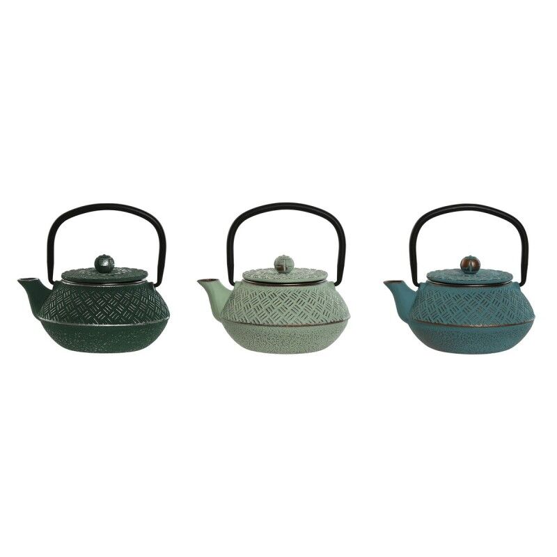 Théière Home ESPRIT Bleu Vert Acier inoxydable Fer 400 ml (3 Unités... Théière Home ESPRIT Bleu Vert Acier inoxydable Fer 400 ml (3 Unités...