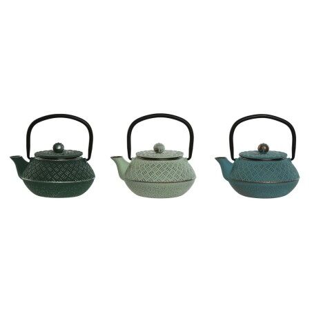 Théière Home ESPRIT Bleu Vert Acier inoxydable Fer 400 ml (3 Unités...