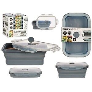 Lunch box Kinvara Grey Transparent ABS 800 ml (6 Units) |  Lunch bo...