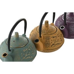 Teapot Home ESPRIT Yellow Green Lilac Stainless steel Iron 300 ml (3 Units)