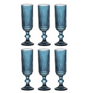 Set of cups Home ESPRIT Blue Crystal 160 ml (6 Units) |  Glasses, c...